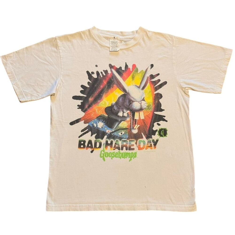 VTG 1996 Goosebumps Bad Hare Day T Shirt White RL Stine Youth XL Fits Adult XS